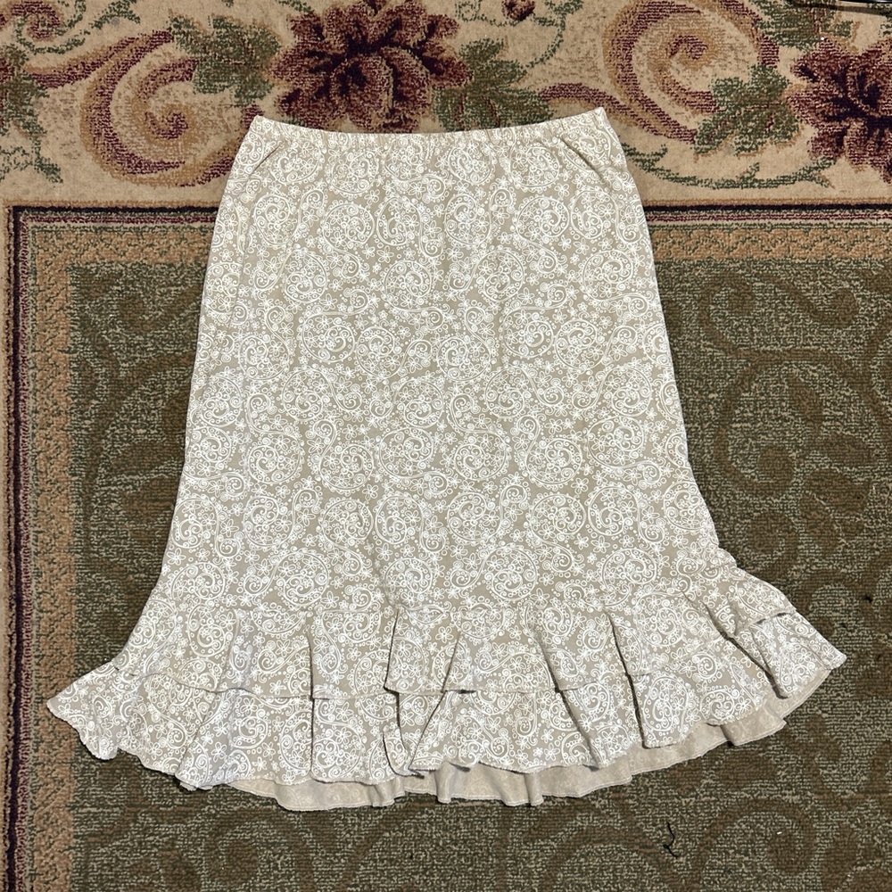 Fresh Produce Boho paisley floral ruffle hem cotton skirt size s